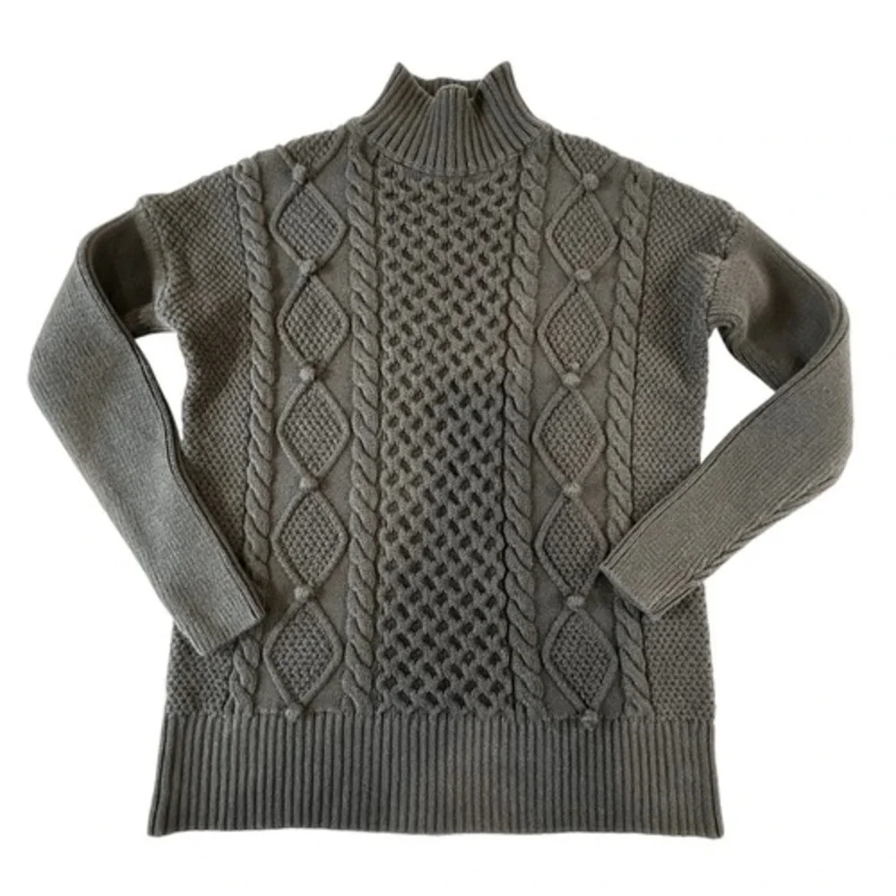 J.Crew Preppy Mock Neck Cable Knit Chunky Sweater, XXS
